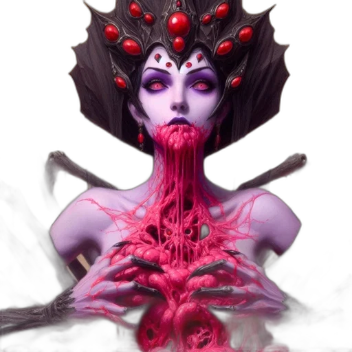 creature, crown, mask, concept art, fantasy art, comic book art, cyberpunk, red transparent PNG cut-out