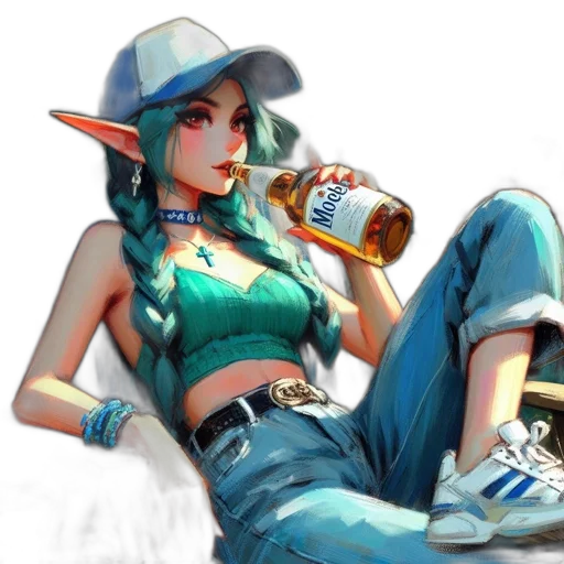 bottle, dragon, hat, fantasy art, concept art, pixel art, photorealistic, blue transparent PNG cut-out