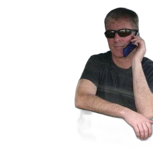 staff, man, black, shirt, sunglasses, talks, his, cell transparent PNG cut-out