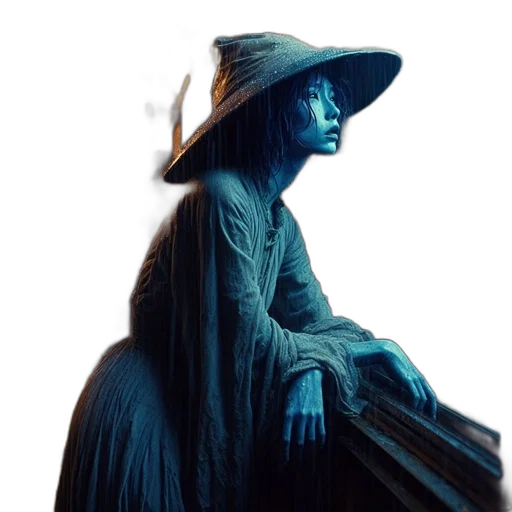 dress, hat, staff, creature, concept art, fantasy art, photorealistic, 3d render transparent PNG cut-out