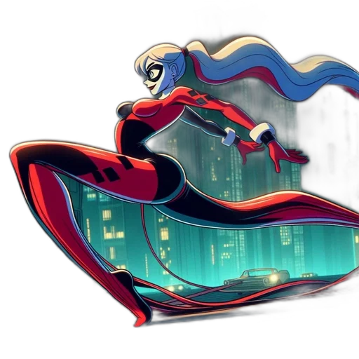 shoes, mask, concept art, comic book art, cyberpunk, 3d render, harley, quinn transparent PNG cut-out