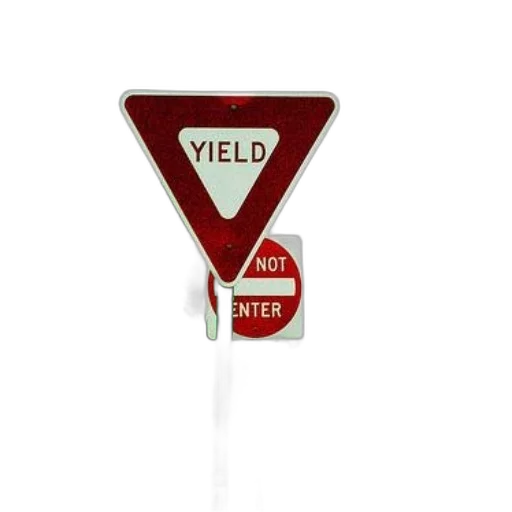 yield, sign, stands, prominently, foreground, not, enter, behind transparent PNG cut-out