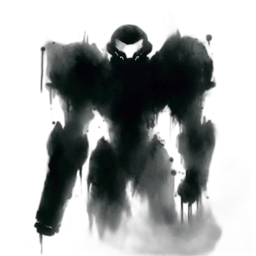robot, mask, weapon, creature, concept art, fantasy art, comic book art, pixel art transparent PNG cut-out