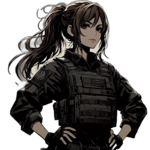 jacket, weapon, staff, anime, cyberpunk, concept art, pixel art, monochrome transparent PNG cut-out