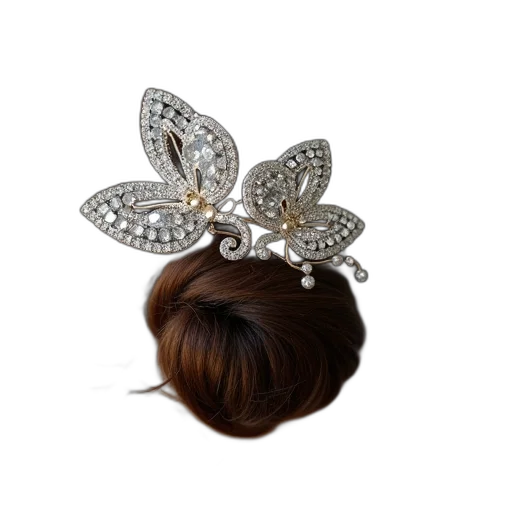 crown, jewelry, hair, hat, photorealistic, pin, two, crystal transparent PNG cut-out