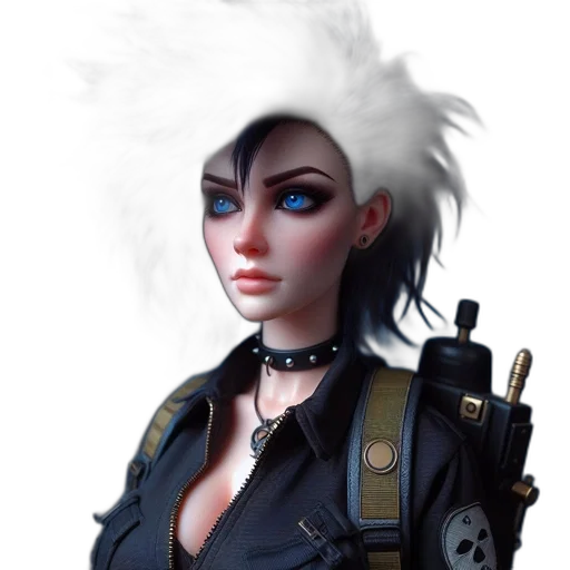 jacket, staff, weapon, cyberpunk, concept art, fantasy art, 3d render, dark transparent PNG cut-out
