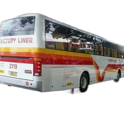 3d render, photorealistic, victory, liner, bus, number, 2119, parked transparent PNG cut-out