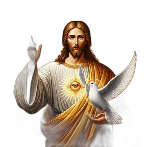 photorealistic, pixel art, concept art, 3d render, image, portrays, jesus, christ transparent PNG cut-out