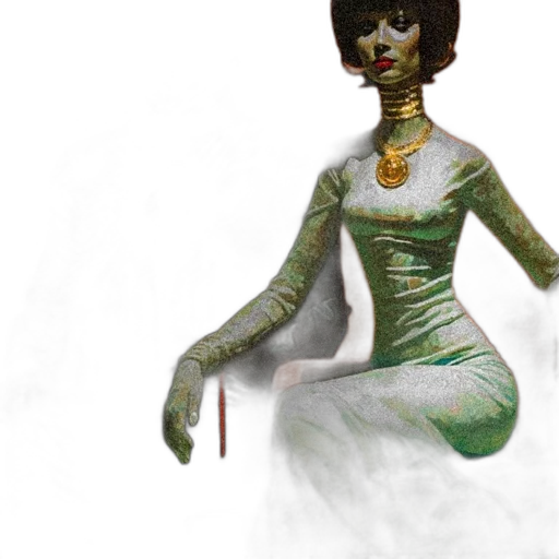 mask, dress, staff, jewelry, concept art, fantasy art, 3d render, comic book art transparent PNG cut-out