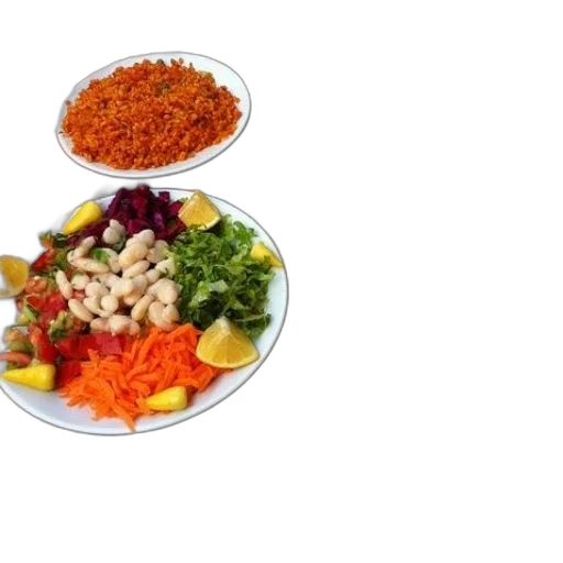 food, table, plate, beans, rice, salad, carrots, bread transparent PNG cut-out