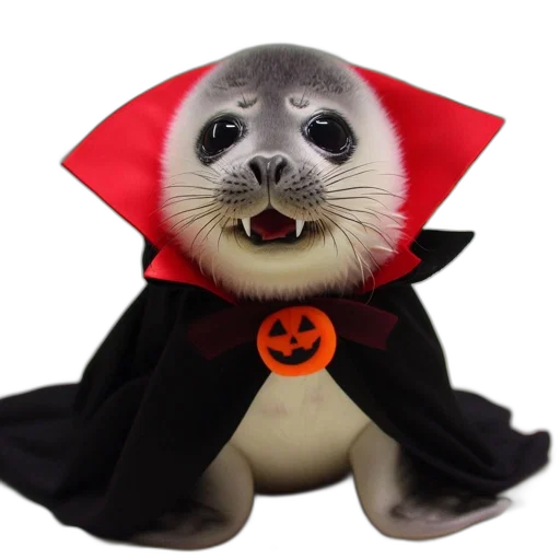 staff, animal, baby, seal, dons, black, cape, large transparent PNG cut-out