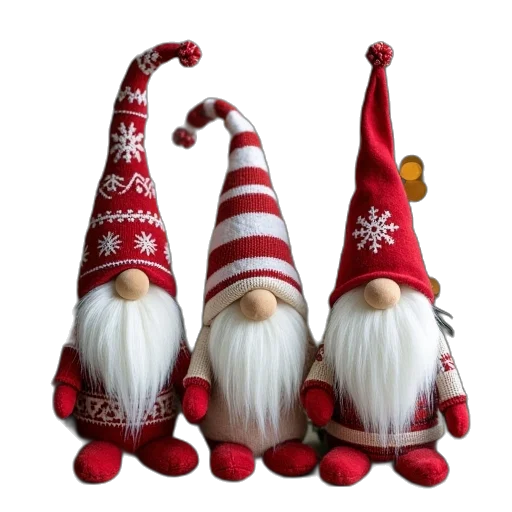 3d render, three, christmas, gnome transparent PNG cut-out