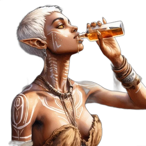 fantasy art, concept art, comic book art, cyberpunk, elfin-featured, woman, white, tribal transparent PNG cut-out