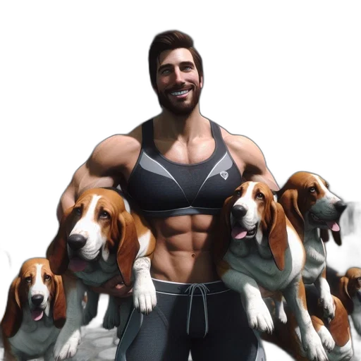 animal, concept art, 3d render, cartoon, photorealistic, strong, bearded, man transparent PNG cut-out