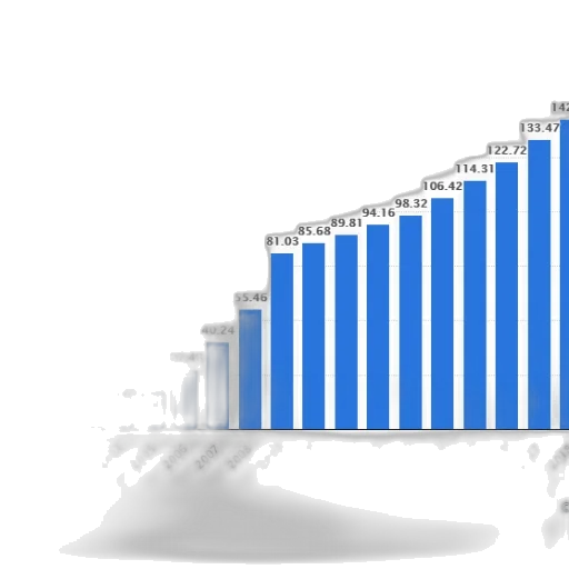 bar, graph, showing, growth, company, revenue, 2001, 2018 transparent PNG cut-out
