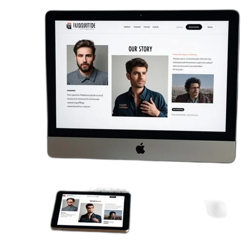desktop, computer, large, monitor, displaying, website, man, face transparent PNG cut-out