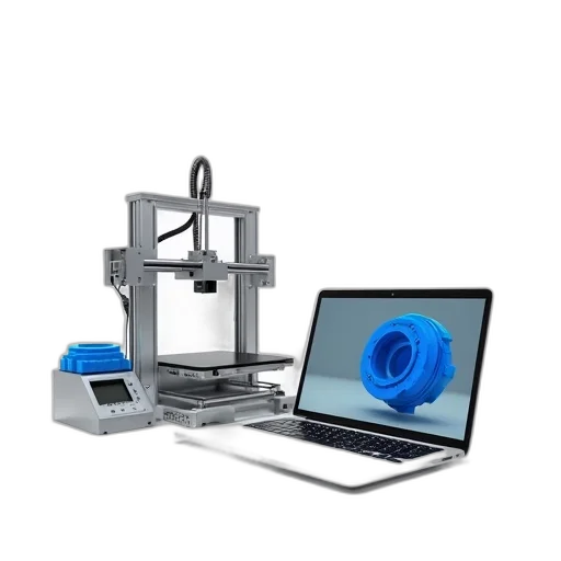 robot, silver, laptop, open, white, surface, displaying, model transparent PNG cut-out