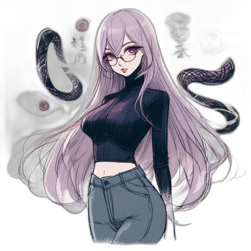 creature, hair, staff, mask, concept art, anime, pixel art, fantasy art transparent PNG cut-out
