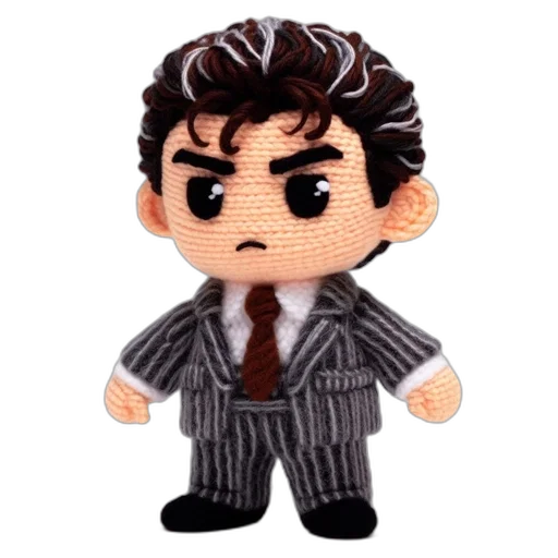 cartoon, concept art, comic book art, pixel art, detailed, crochet, figurine, portrays transparent PNG cut-out
