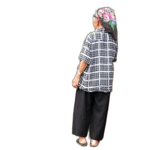 dress, jacket, staff, woman, plaid, shirt, stands, market transparent PNG cut-out