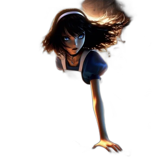 hair, dress, comic book art, concept art, fantasy art, anime, blue, female transparent PNG cut-out