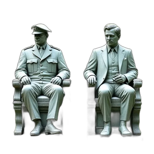 furniture, 3d render, concept art, two, stone, statues, placed, side transparent PNG cut-out