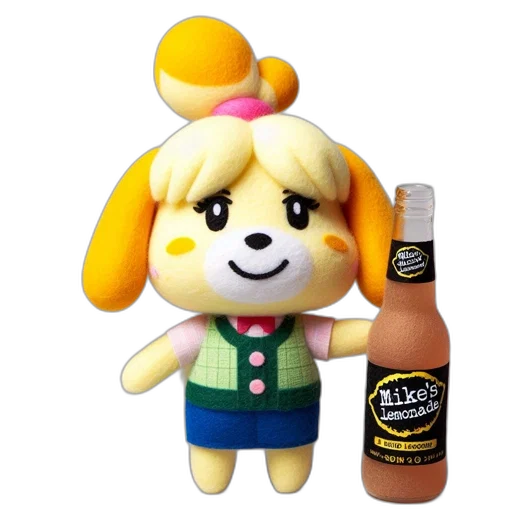 animal, food, bottle, creature, 3d render, concept art, pixel art, plush transparent PNG cut-out