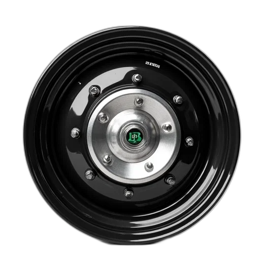 car, 3d render, black, round, shiny, wheel, silver, hubcap transparent PNG cut-out