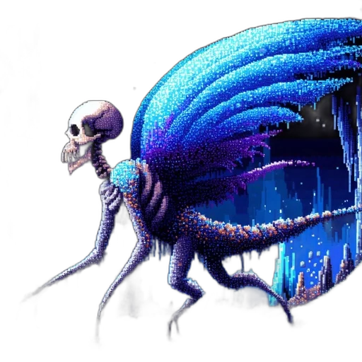 creature, dragon, animal, robot, concept art, fantasy art, pixel art, watercolor transparent PNG cut-out