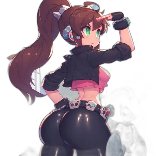 robot, jacket, staff, dress, anime, cyberpunk, concept art, pixel art transparent PNG cut-out