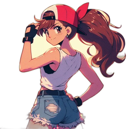 hat, dress, weapon, anime, cartoon, concept art, pixel art, red transparent PNG cut-out