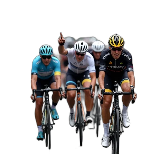 group, cyclists, racing, road, crowd, spectators, side, wearing transparent PNG cut-out