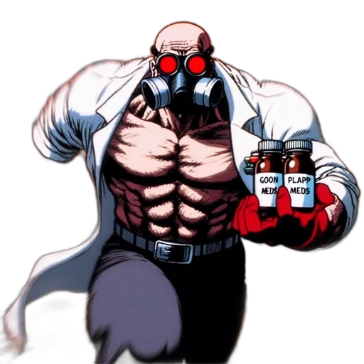 robot, bottle, jacket, mask, concept art, comic book art, pixel art, cyberpunk transparent PNG cut-out