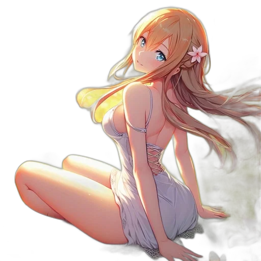 dress, flower, staff, weapon, anime, fantasy art, concept art, photorealistic transparent PNG cut-out