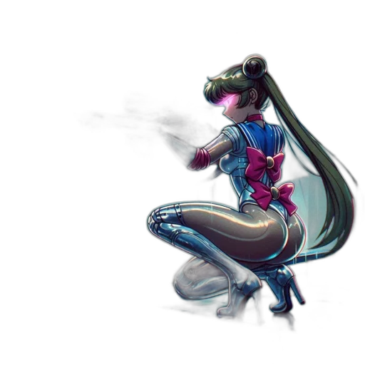 robot, dress, weapon, staff, concept art, fantasy art, anime, cyberpunk transparent PNG cut-out