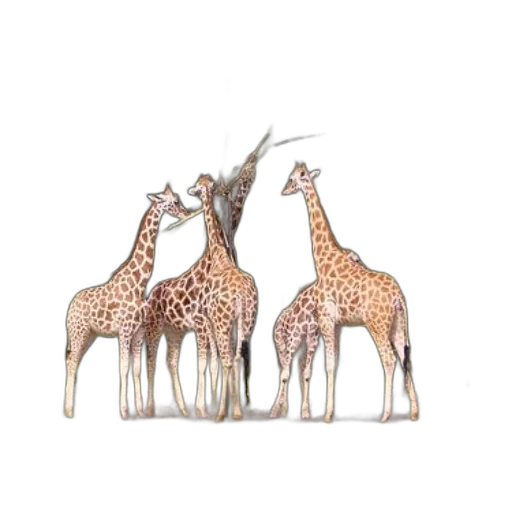 animal, crown, 3d render, concept art, photorealistic, fantasy art, four, giraffes transparent PNG cut-out