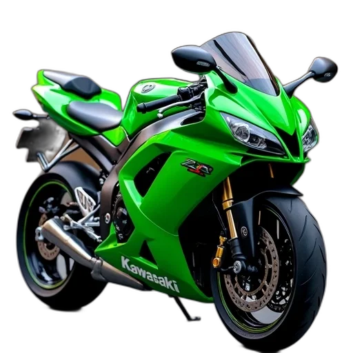 photorealistic, 3d render, concept art, green, kawasaki, 10r transparent PNG cut-out