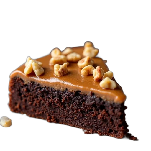 food, crown, close-up, image, piece, chocolate, cake, caramel transparent PNG cut-out