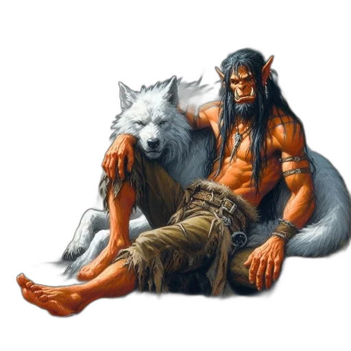 animal, creature, fantasy art, concept art, photorealistic, comic book art, forest, half-naked transparent PNG cut-out