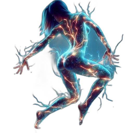 creature, concept art, comic book art, fantasy art, cyberpunk, neon lights, digitally, created transparent PNG cut-out