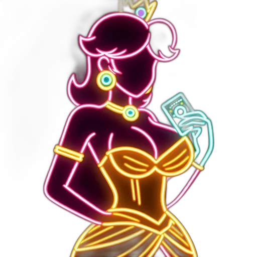 jewelry, staff, dress, crown, concept art, vaporwave, cartoon, pixel art transparent PNG cut-out