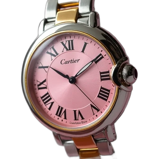 jewelry, silver, wristwatch, gold, trim, pink, face, featuring transparent PNG cut-out
