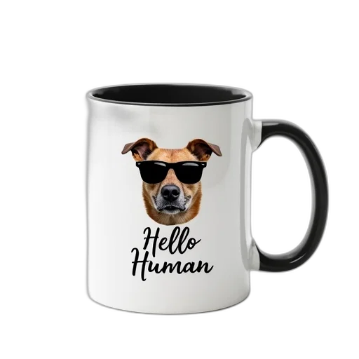 animal, 3d render, white, mug, black, rim, handle, featuring transparent PNG cut-out