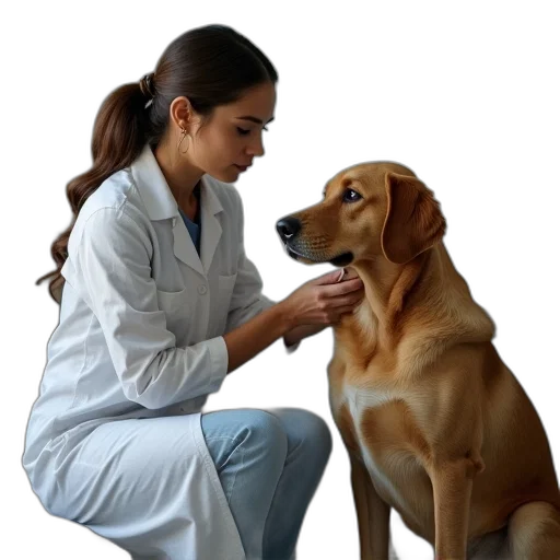 staff, animal, woman, veterina, examining, dog transparent PNG cut-out