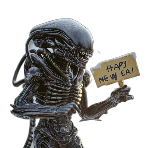robot, creature, staff, animal, concept art, 3d render, outer space, metallic transparent PNG cut-out