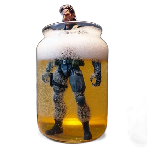 bottle, robot, jacket, weapon, concept art, 3d render, cyberpunk, pixel art transparent PNG cut-out