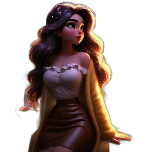 dress, jacket, crown, jewelry, fantasy art, concept art, 3d render, cartoon transparent PNG cut-out