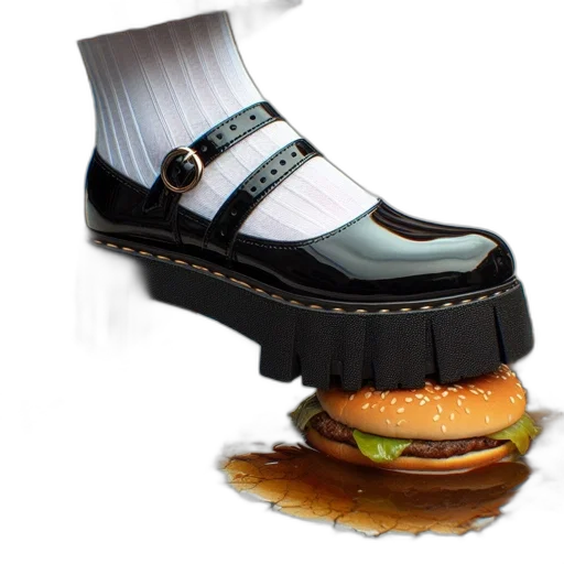 shoes, food, robot, weapon, 3d render, photorealistic, vaporwave, concept art transparent PNG cut-out