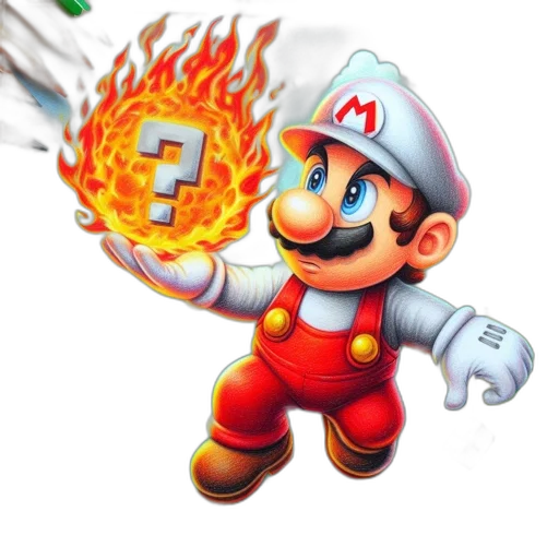 weapon, staff, robot, pixel art, concept art, 3d render, fire, hand-drawn transparent PNG cut-out