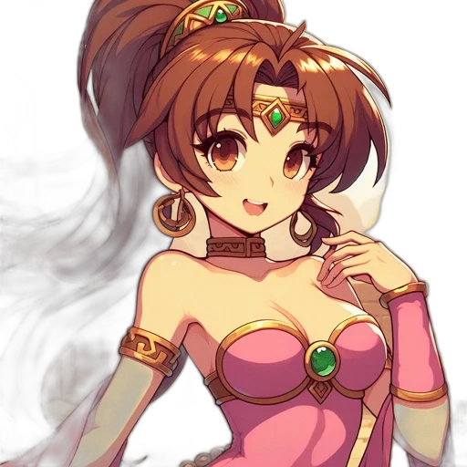 dress, staff, jewelry, crown, anime, fantasy art, pixel art, concept art transparent PNG cut-out